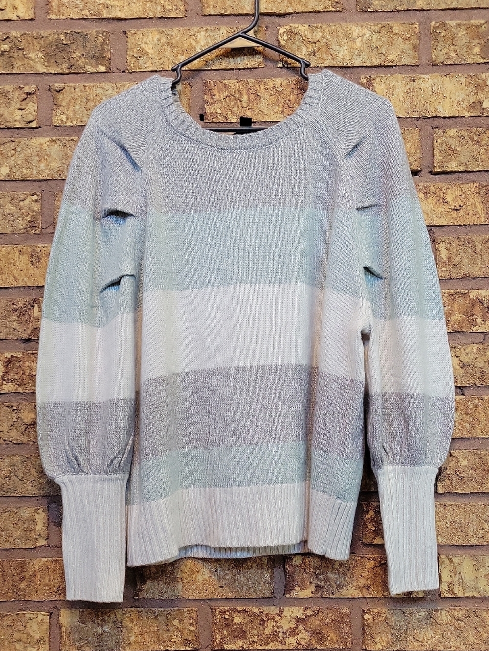 G by Giuliana Pastel Striped Acrylic Crewneck Sweater Size Small
